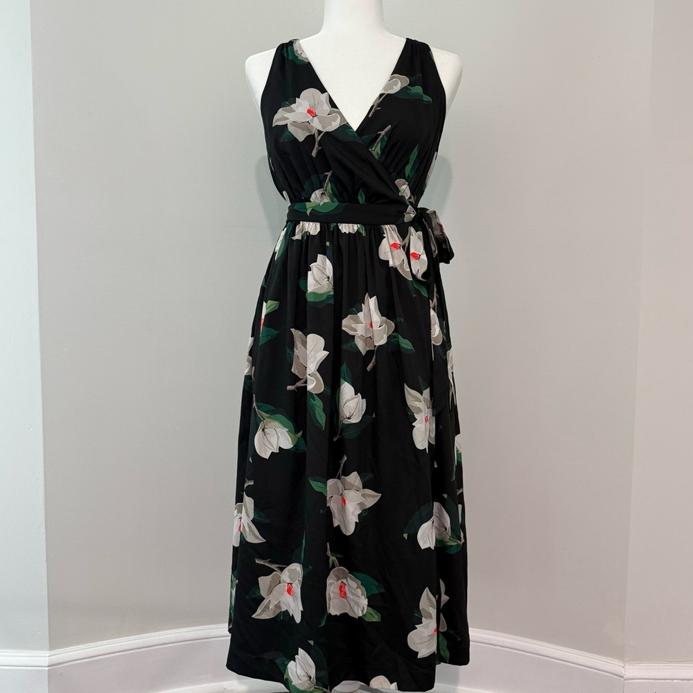 Floral midi wrap dress